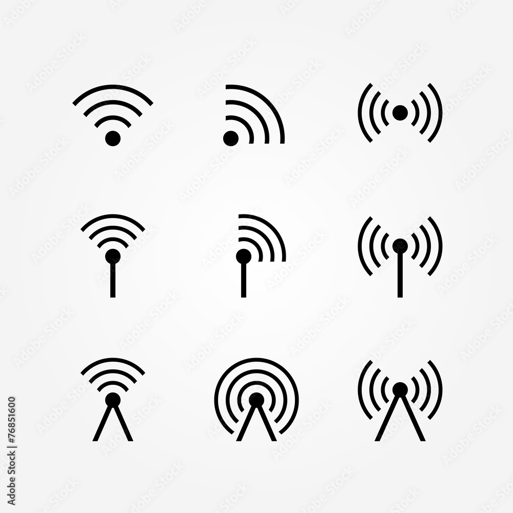 Vector Set of Wireless and Wifi Icons Vector Set of Wireless and Wifi Icons