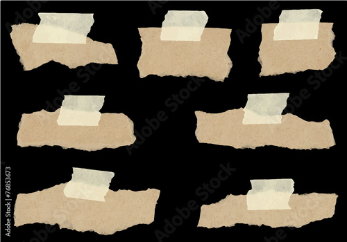 Set of various torned note papers
