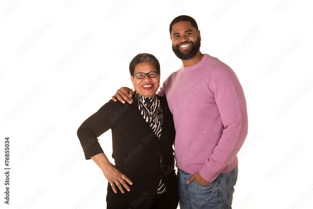 An older woman and her grown adult son An older woman and her grown adult son