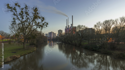 Hannover district Linden-Limmer and Ihme river at evening © panoramarx