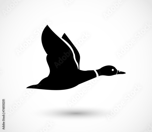 Duck flying icon, duck hunt vector