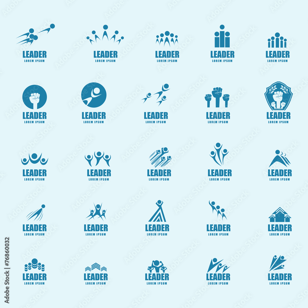 Leader Icons Set - Isolated On Blue Background - Vector Illustration, Graphic Design, Editable For Your Design