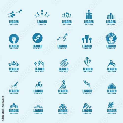 Leader Icons Set - Isolated On Blue Background - Vector Illustration, Graphic Design, Editable For Your Design