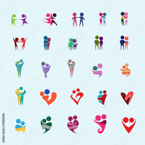 Couple Icons Set - Isolated On Blue Background - Vector Illustration, Graphic Design, Editable For Your Design. Valentines Day