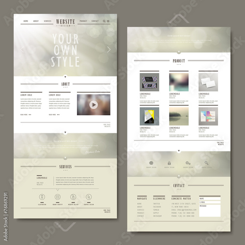 glitter blurred one page website template design