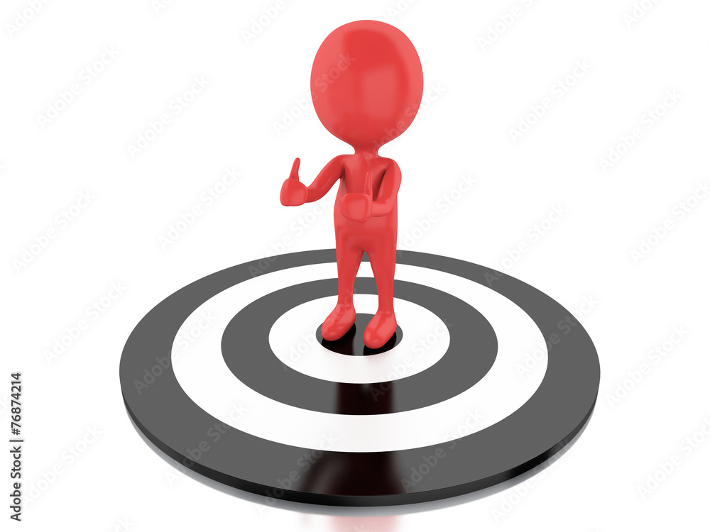 3d red people in target. Isolated white background 3d red people in target. Isolated white background