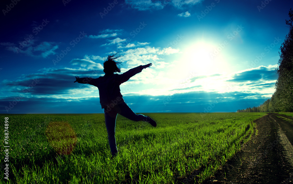 outdoor jump on sunset