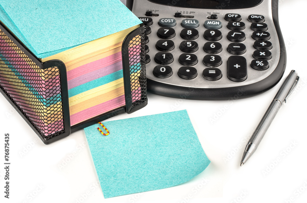 custom made wallpaper toronto digitalCalculator, pen laying on blank notebook. Concept of finance.