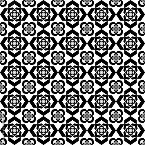 Black and white geometric seamless pattern, abstract background.