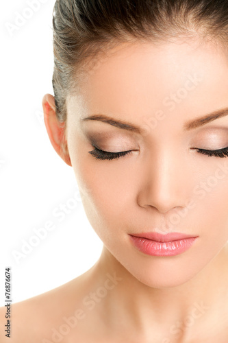 Closed eyes beauty face - Asian woman eyelashes