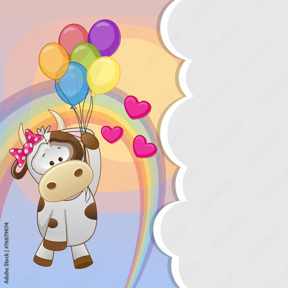 Cow with balloons