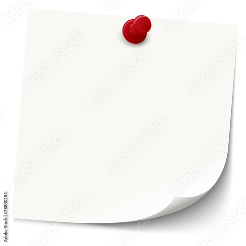white sticky note with pin needle