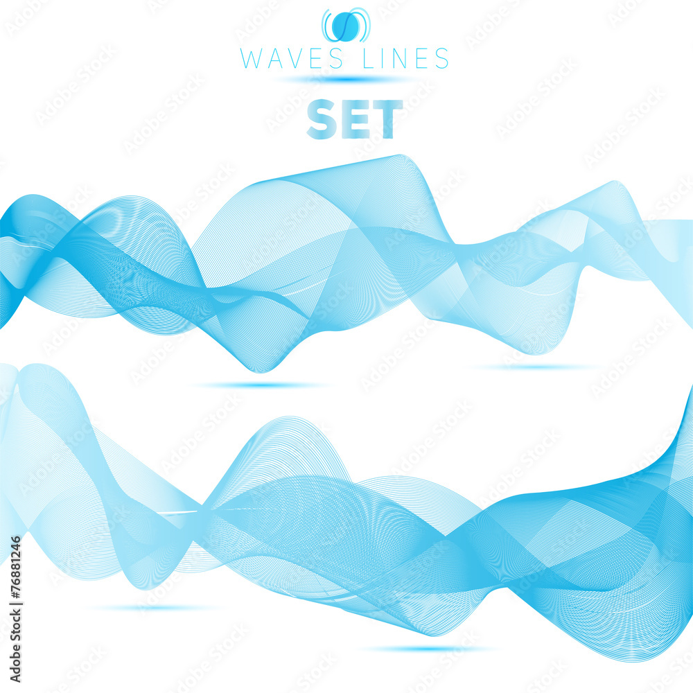 vector set of blue blend abstract long waves background elements vector set of blue blend abstract long waves background elements