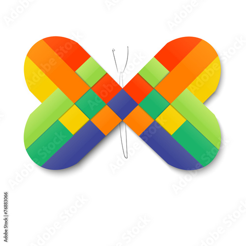 Paper stripe weaving color heart butterfly.