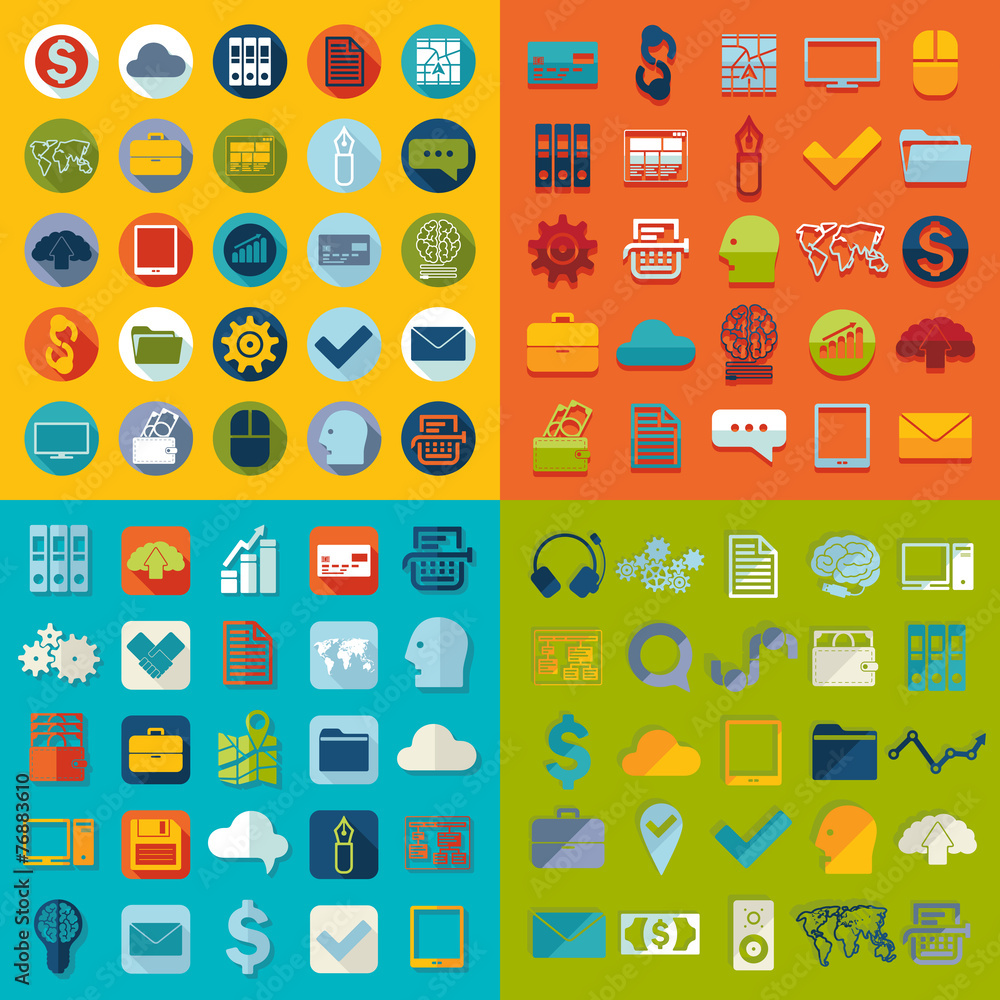 Set of business flat icons Set of business flat icons