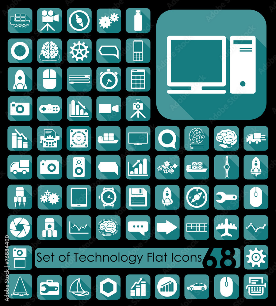 Set of technology flat icons Set of technology flat icons
