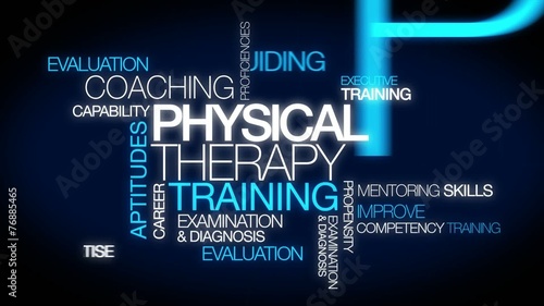 Physical therapy training coaching words tag cloud video