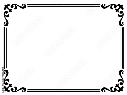 calligraphy penmanship curly baroque frame black