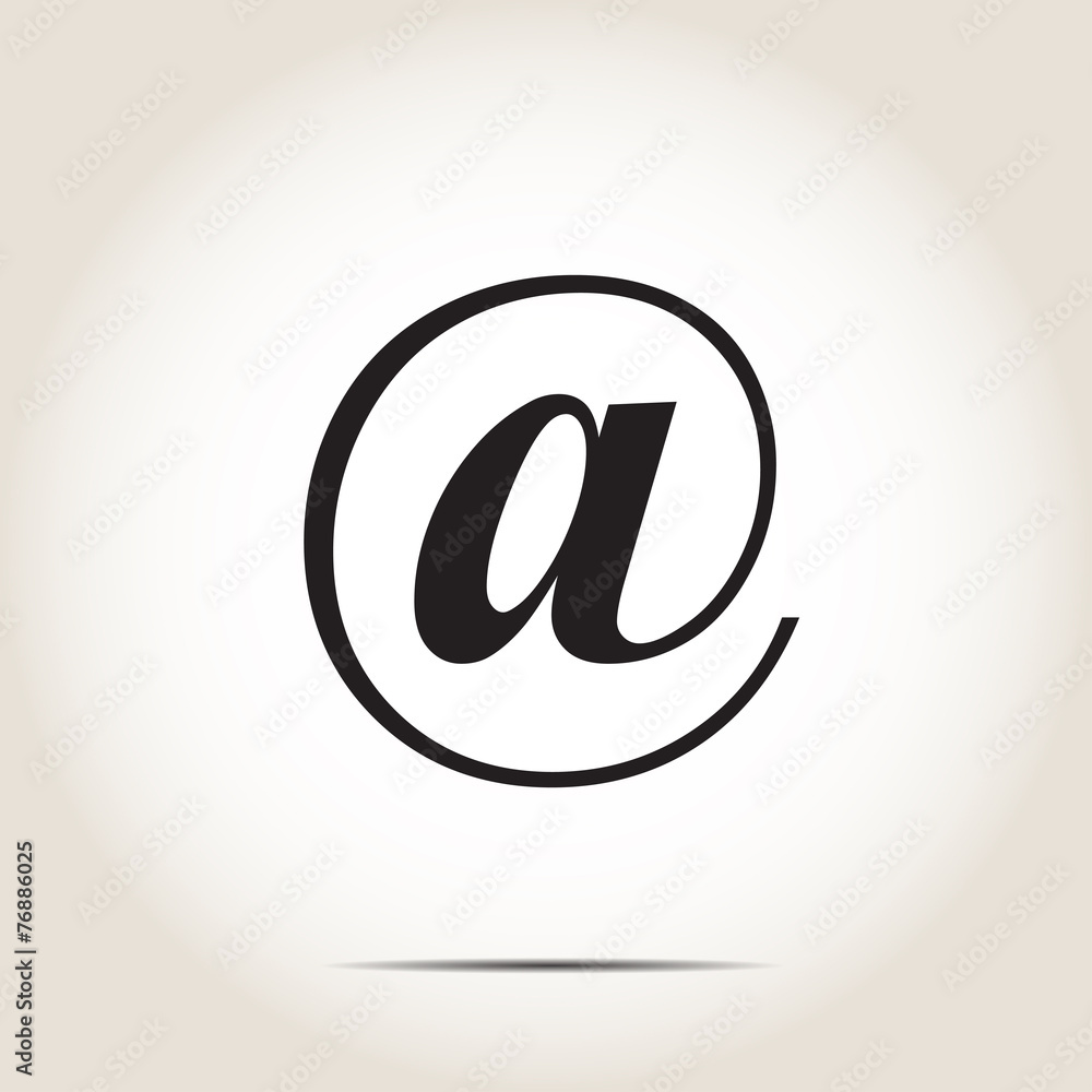 Icon @ e-mail address on a gray background Icon @ e-mail address on a gray background
