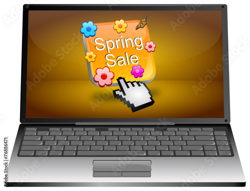 Laptop mit Spring sale button
