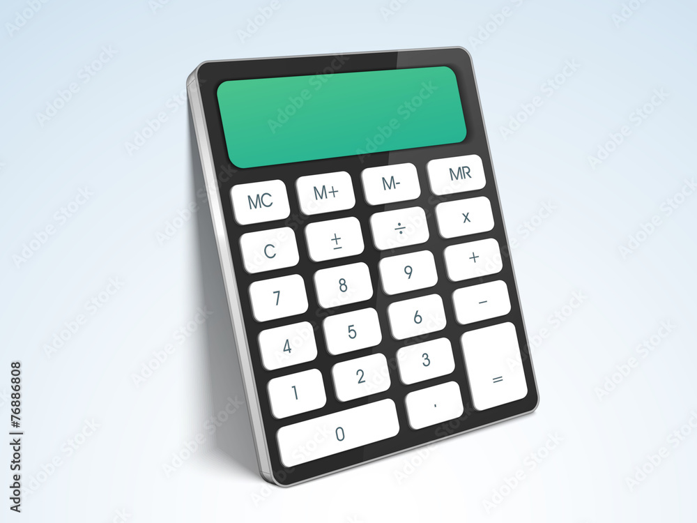 Useful electronic device calculator on sky blue background. Useful electronic device calculator on sky blue background.