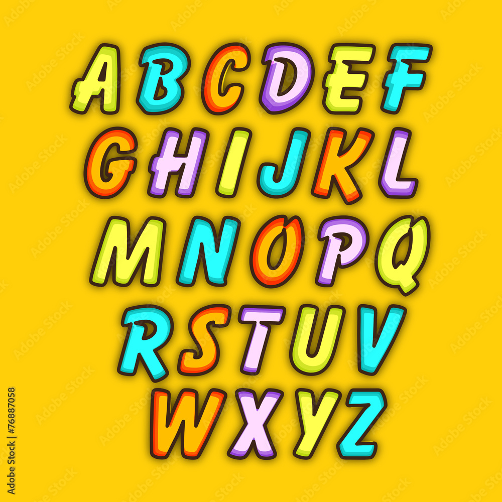 Colorful set of English alphabets in capital letter.