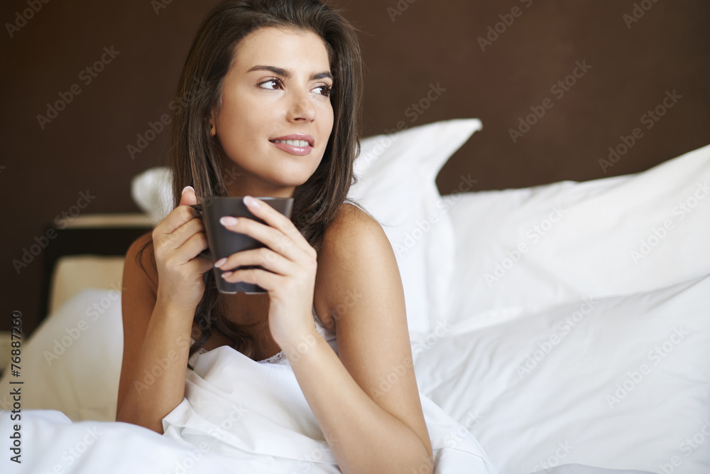 Morning coffee taste the best in bed Morning coffee taste the best in bed
