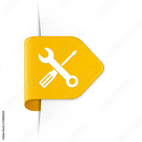 Screwdriver and spanner - Gelber Sticker Pfeil mit Schatten
