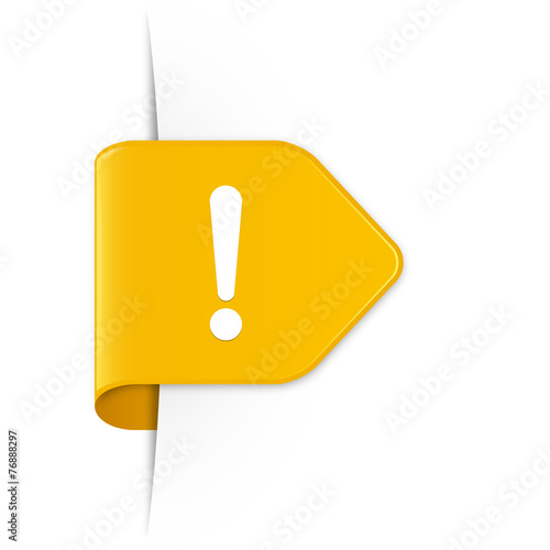 Exclamation sign - Gelber Sticker Pfeil mit Schatten