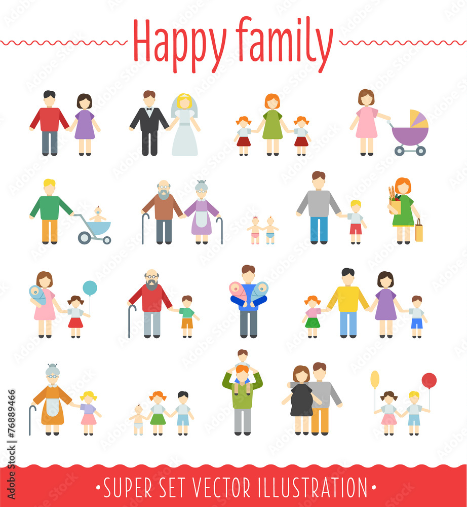 Family vector set infographics.