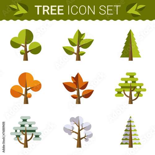 Set of different trees, rocks, grass. Sprites game. vector flat