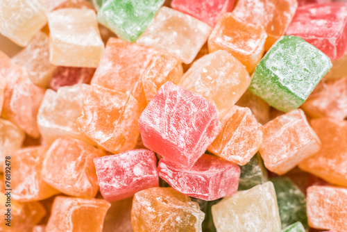 Turkish Delight Sweets With Powdered Sugar Close Up