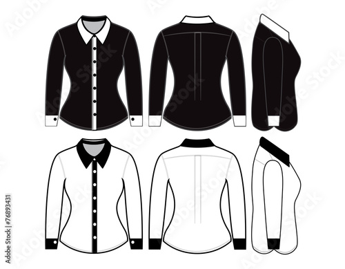 Blank shirt with long sleeves template for woman