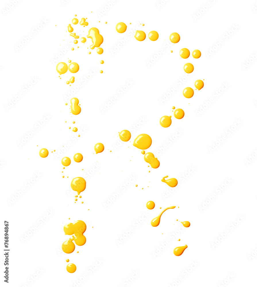 Letter made with the paint drops