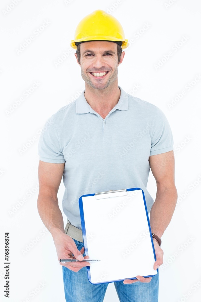 Confident architect holding clip board Confident architect holding clip board