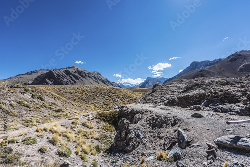 Aconcagua, in the Andes mountains in Mendoza, Argentina. photo