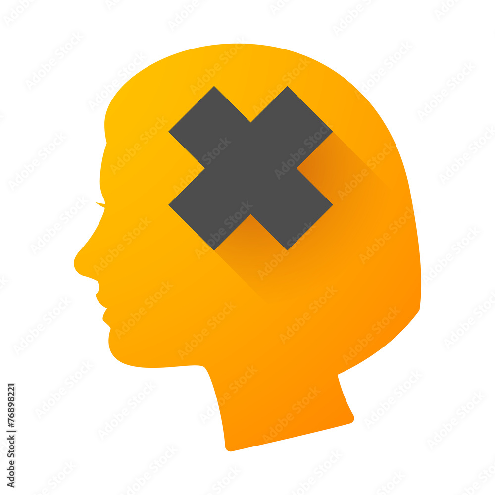 Woman head icon with an irritating sign Woman head icon with an irritating sign