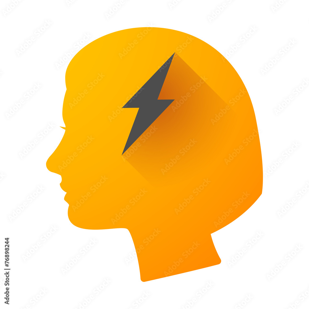 Woman head icon with a lightning Woman head icon with a lightning
