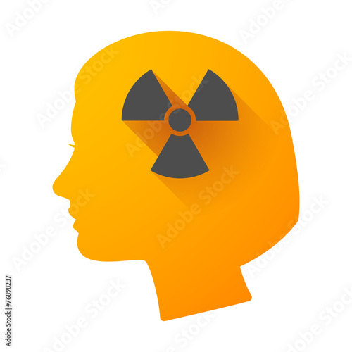 Woman head icon with a radioactivity sign
