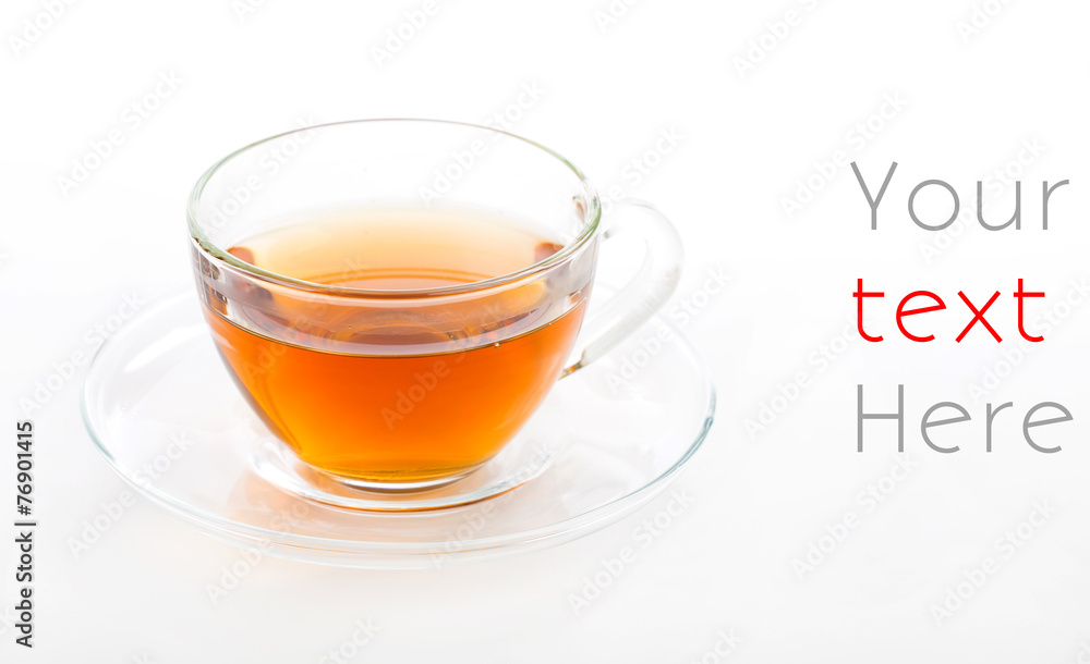Glass Cup Tea Isolated on White Background