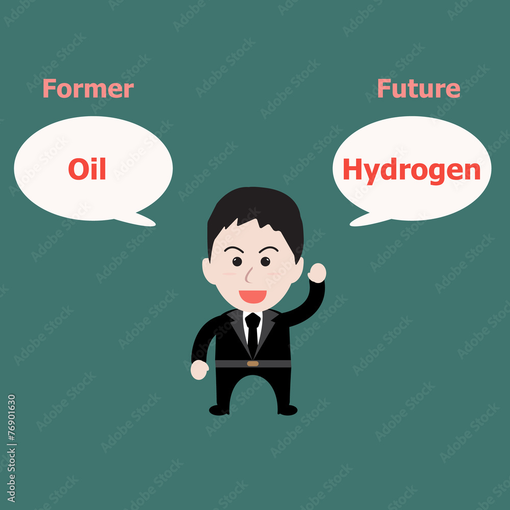 Businessman oil and hydrogen - speech bubble Businessman oil and hydrogen - speech bubble
