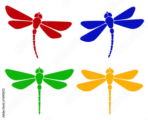 Vector illustration. Silhouette of dragonfly