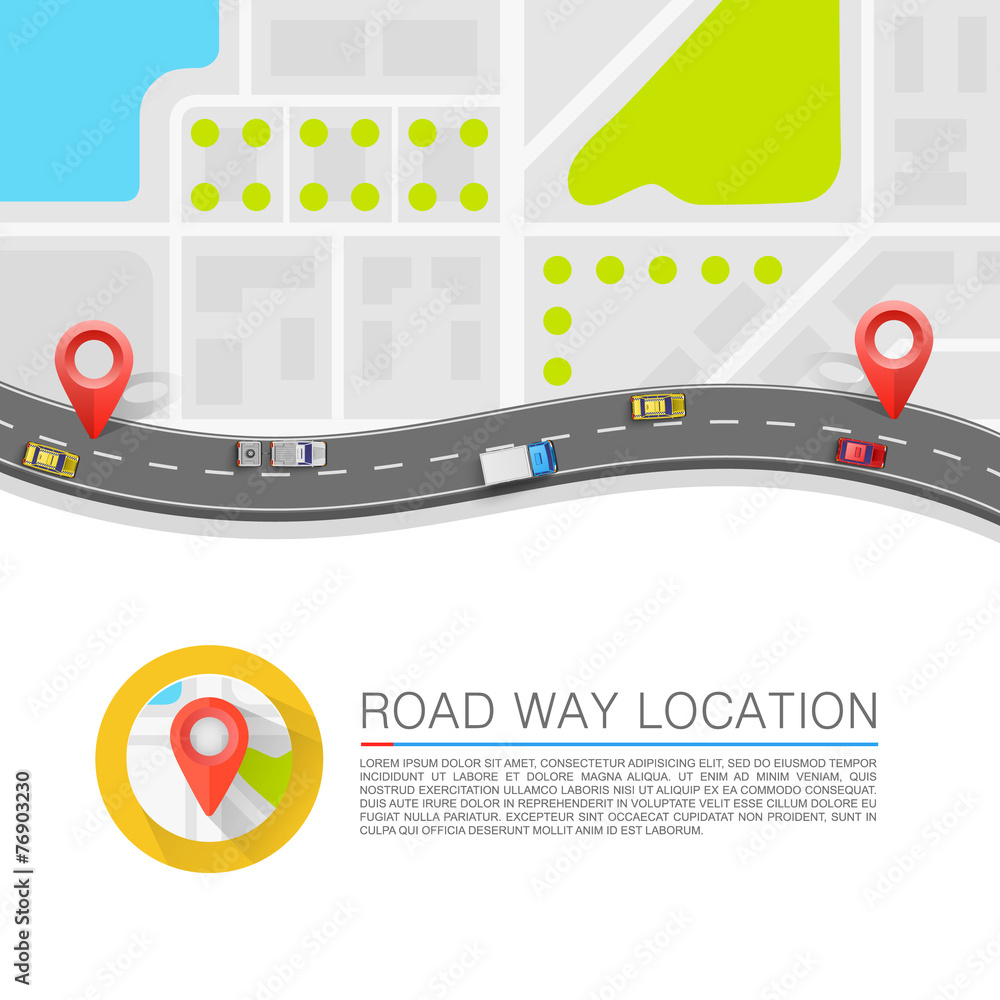 Paved path on the road. Vector background - obrazy, fototapety, plakaty 