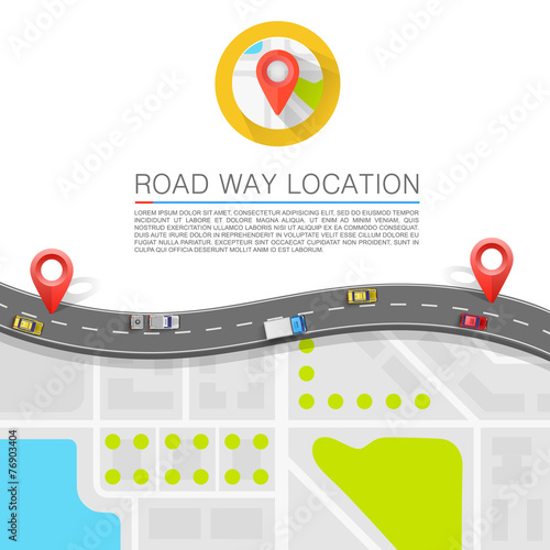 Paved path on the road. Vector background
