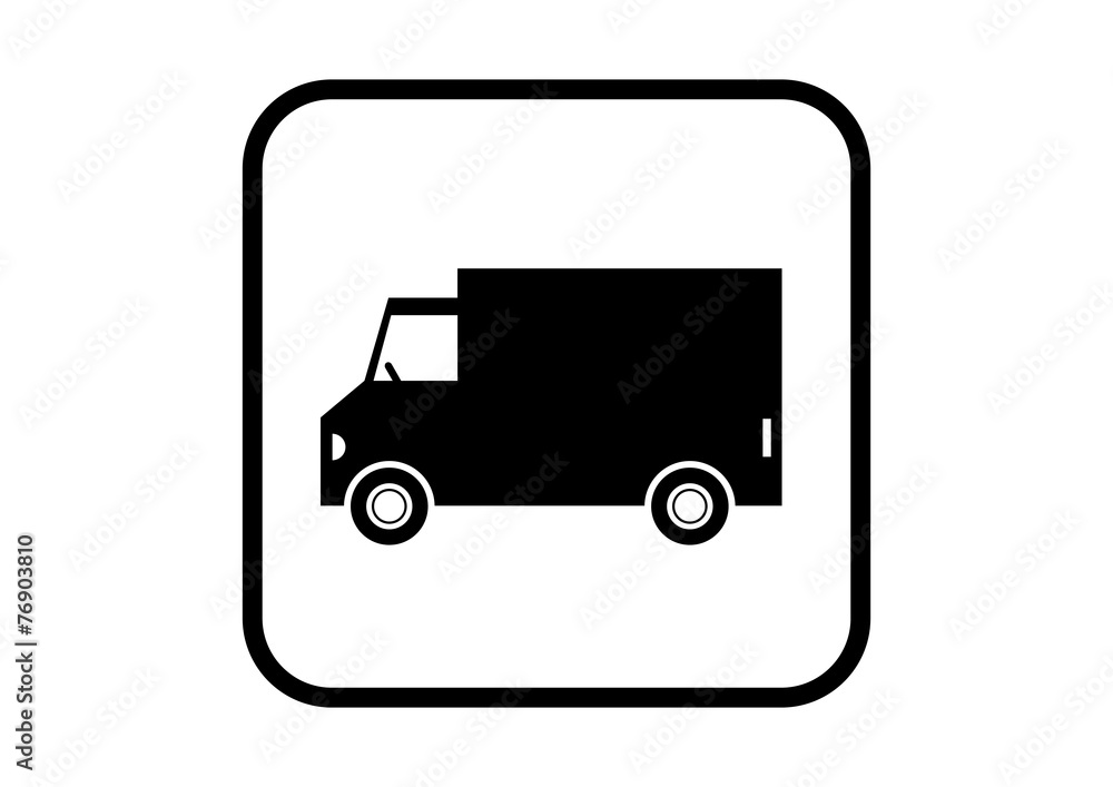 Delivery van icon on white background