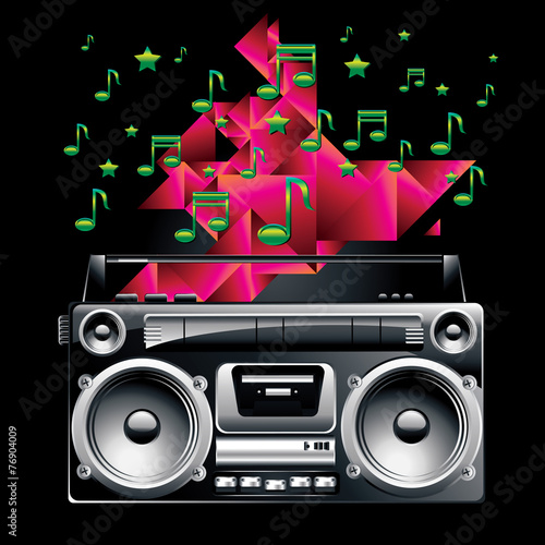 Boom box and notes