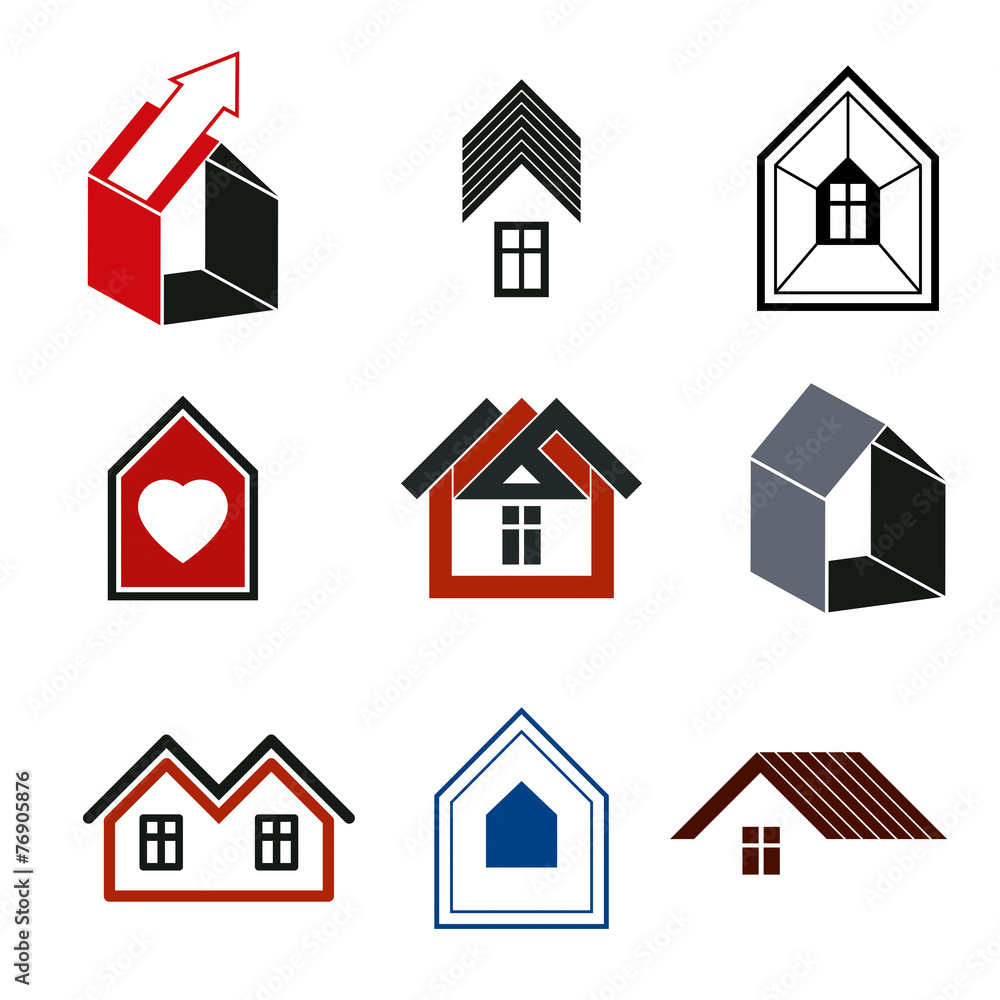 Houses abstract icons, for use in advertising and as branding in Houses abstract icons, for use in advertising and as branding in