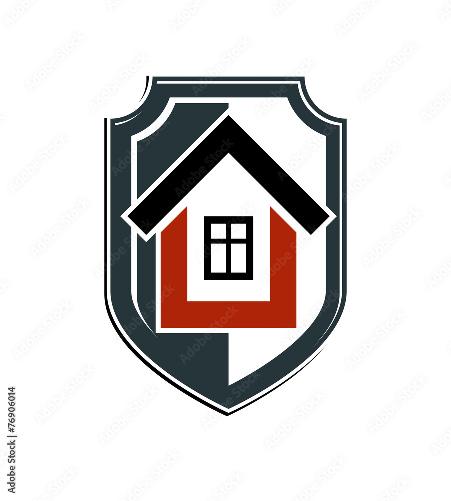 Safety idea, abstract heraldic symbol with a classic house. Real Safety idea, abstract heraldic symbol with a classic house. Real