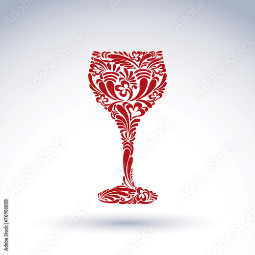Creative goblet with floral ethnic tracery, relaxation and alcoh