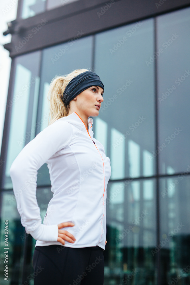 Fototapeta premium Attractive young woman ready for her running session